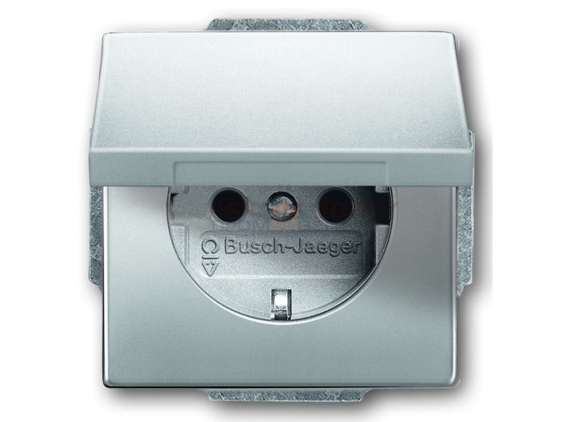 Розетка с крышкой ABB Pure Сталь 16А 250В (20 EUK-866)