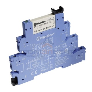 Электромеханическое реле Finder (EMR) с винтовыми клеммами 1 контакт, 6A чувствительная DC 24В